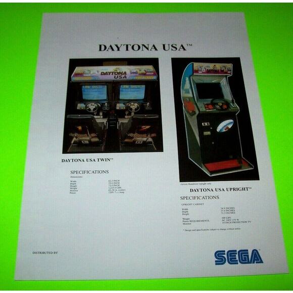 Daytona USA Arcade FLYER Original NOS Video Game Auto Racing Version 2 Vintage - Picture 2 of 2